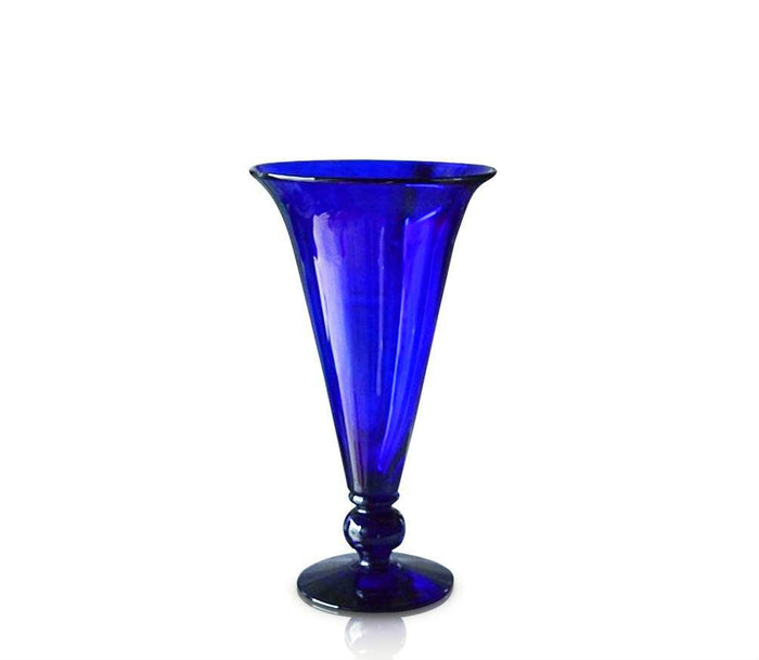 Medium Blue Glass Footed Vase
