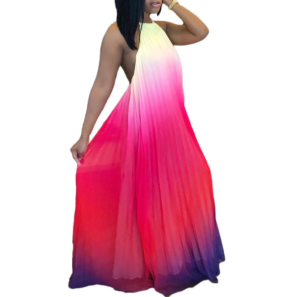 ombre halter maxi dress