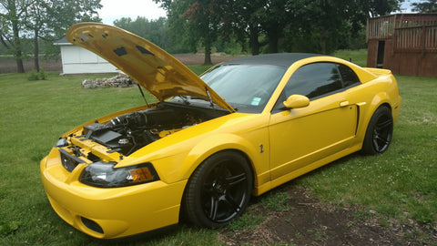 2004 Screaming Yellow Ford Mustang Cobra with Cosmis Wheels S5R 18x9 +26 18x10.5 +20