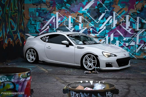 2015 Subaru BRZ with MRII 18x8.5 +22mm 5x100 white wheels