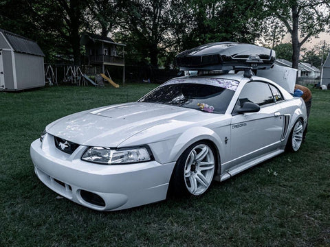 2002 Ford Mustang with Cosmis MRII 17x9 +10 Wheels in White
