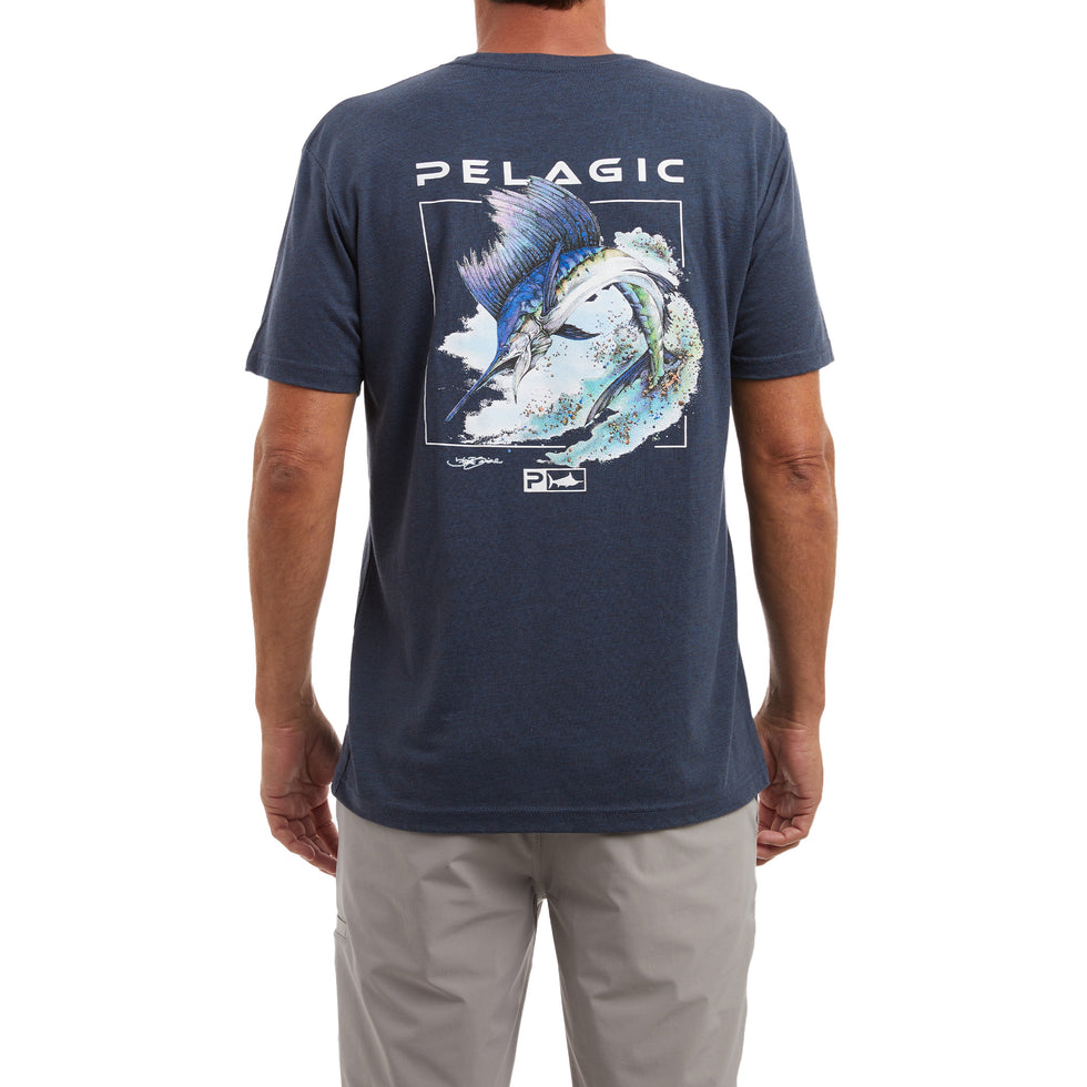 Pelagic Aquatek Game Fish Long Sleeve T-shirt Navy