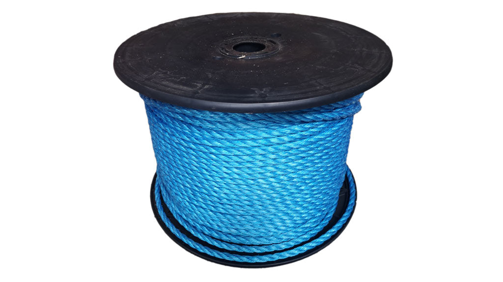 1/4 In. X 50 Ft. Polypropylene Rope Floats 3-Strands Blue - 112 lb Work  Load 