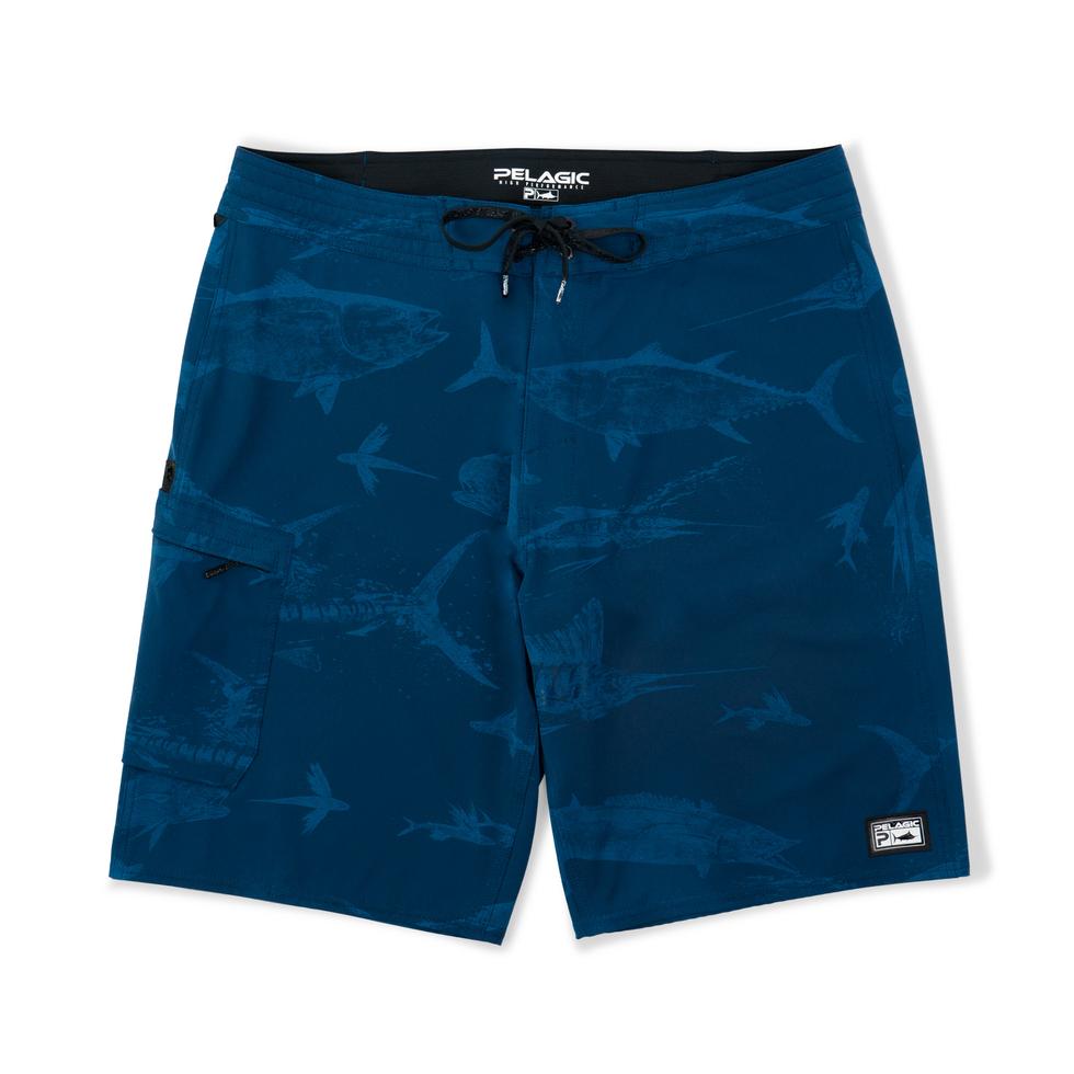 Pelagic Women's Gyotaku Deep Sea Hybrid Fishing Shorts-Turquoise-6