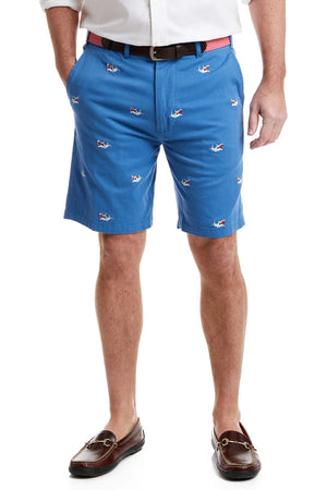 Men's Embroidered Shorts Sharks on Ocean Blue - Cotuit Casuals - Women's Embroidered Shorts