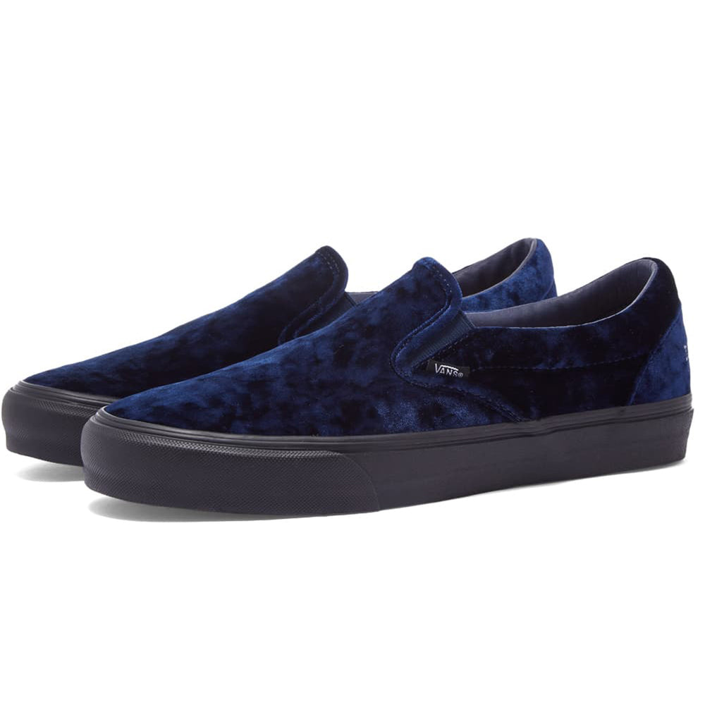 blue velvet slip on vans