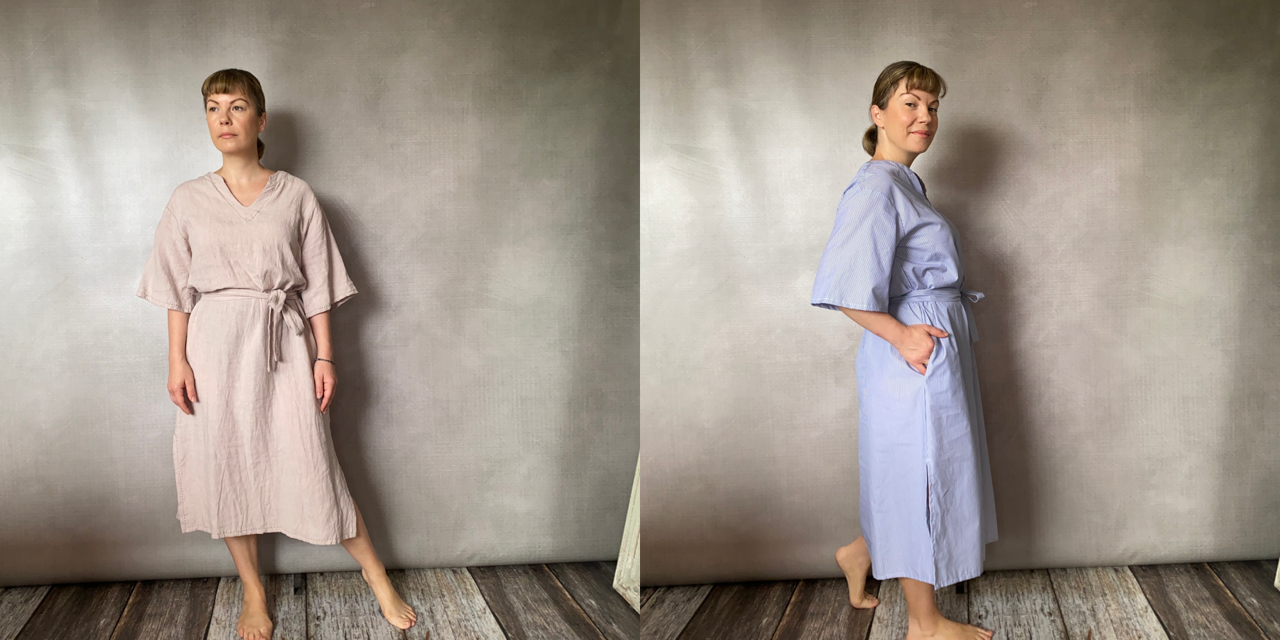 Kaftan Dress in Linen or Cotton Poplin