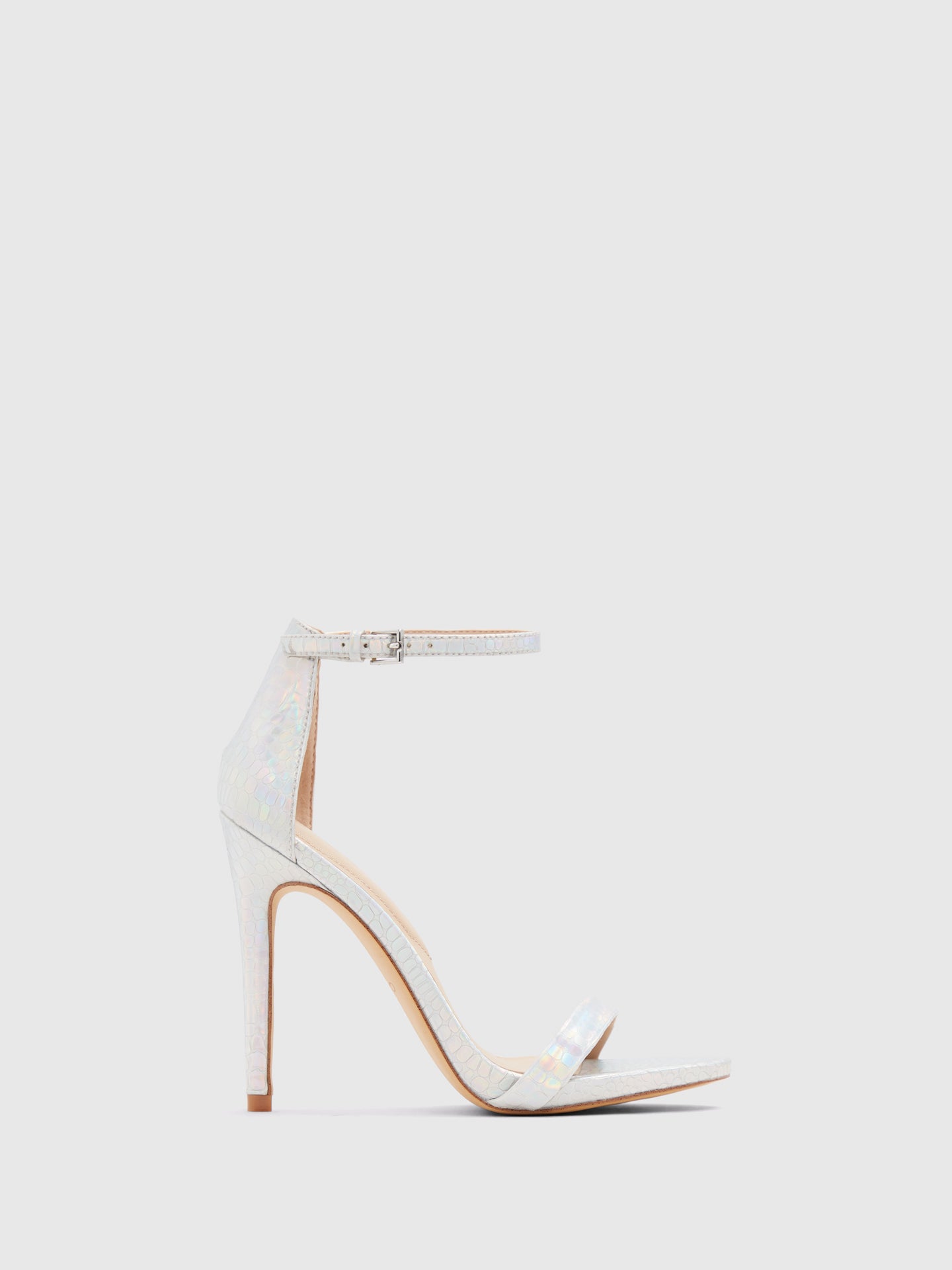 white silver high heels