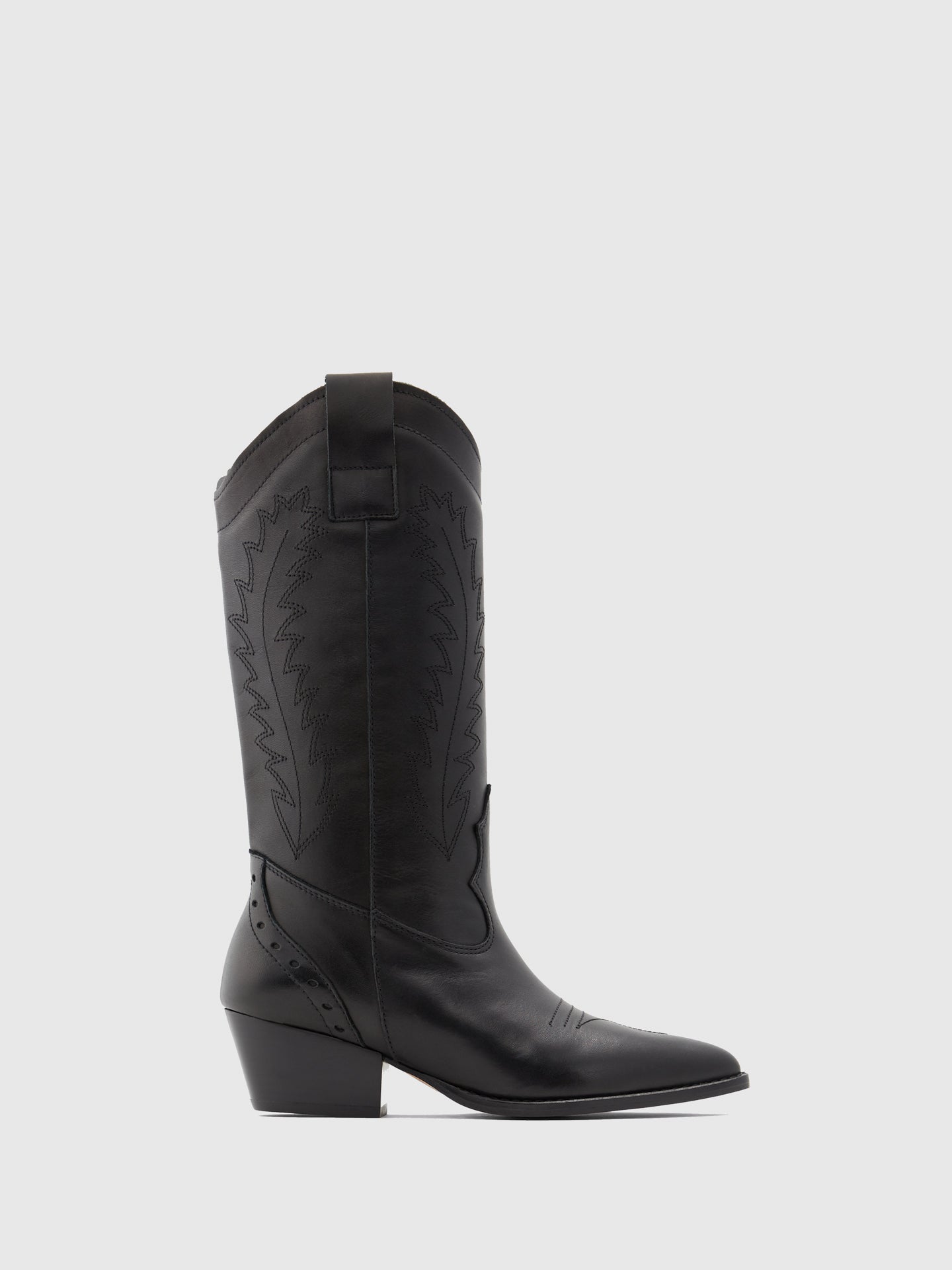 Black Leather Cowboy Boots - Overcube