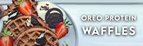 oreo protein waffles, recipes using protein, recipes using oreos, oreo wafflers, protein waffles, health waffles, chocolate waffles