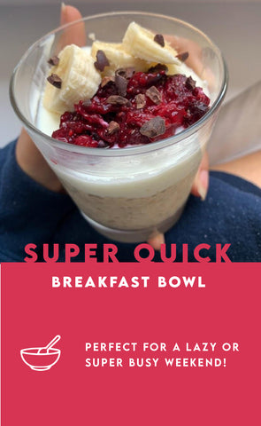 super quick breakfast bowl, organic oats, organic chia seeds, organic protein, protein oats, healthy breakfast ideas, healthy recipe blogs