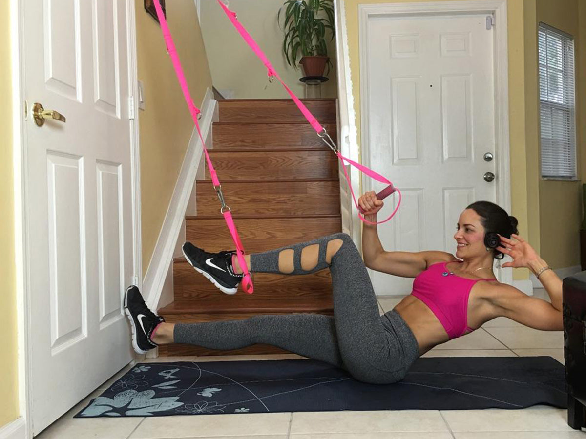 Use resistance bands to work out at home without a gym membership.