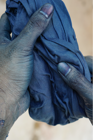 Hand dyed indigo cotton