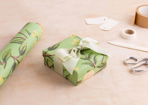 Lineae Luxury Stationery: Rifle Paper Co. Emerald Peonies Gift Wrap as pictured by Martha Stewart
