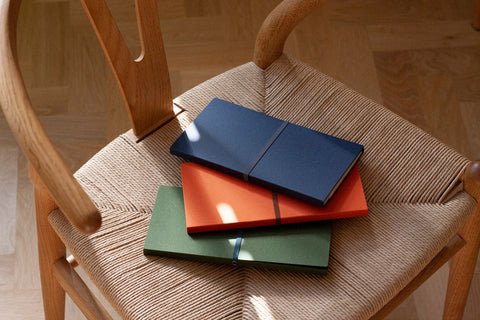 Poi Co. Origami Folders in Indigo Blue, Vermilion Orange, Olive Green
