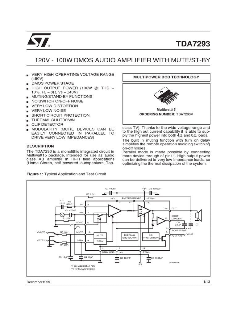 Tda7293 схема подключения