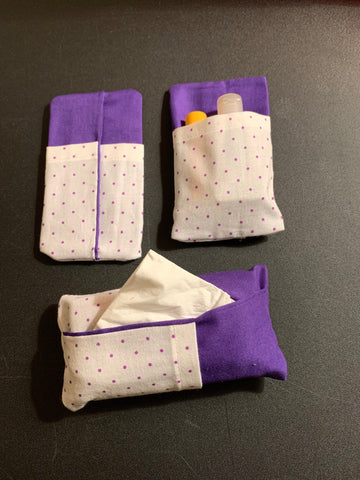 purple kleenex holder