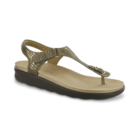 Product image of the Marina velcro sandal in Shiny Gold from SASNola