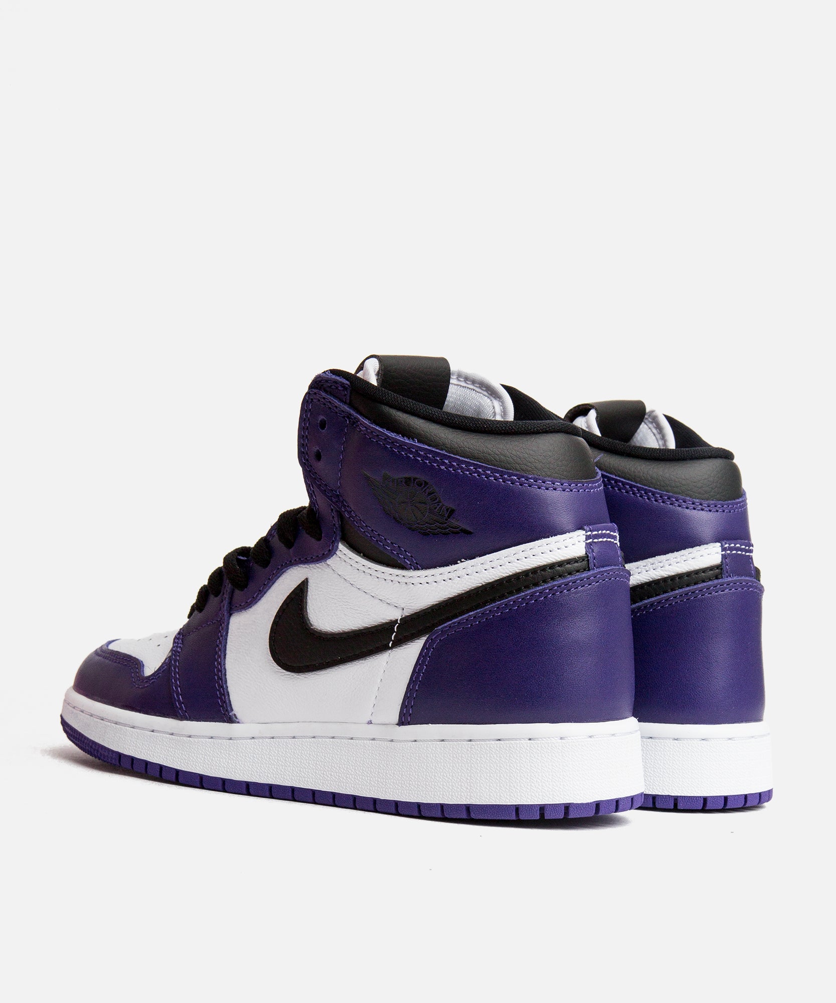 purple black and white jordans 1