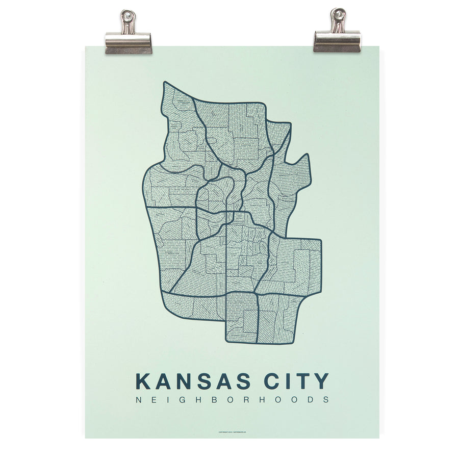 Kansas City Map Print Kansas City Neighborhood Map Native Maps 4714