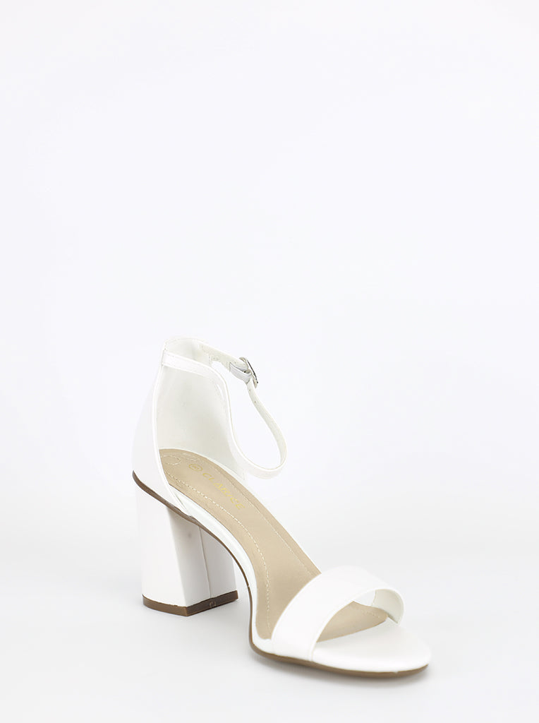 Crista - White Block Heel by Clarice