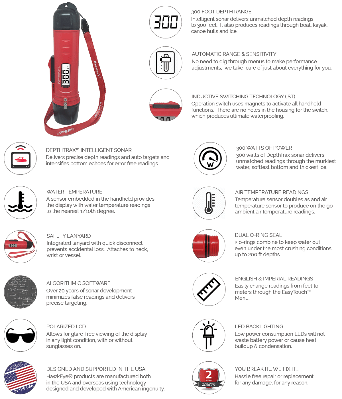 DepthTrax 1H | Best Handheld Depth Finder– HawkEye® Electronics