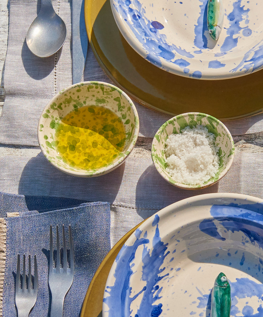 Splatterware Mixing Bowls in Green + Blue