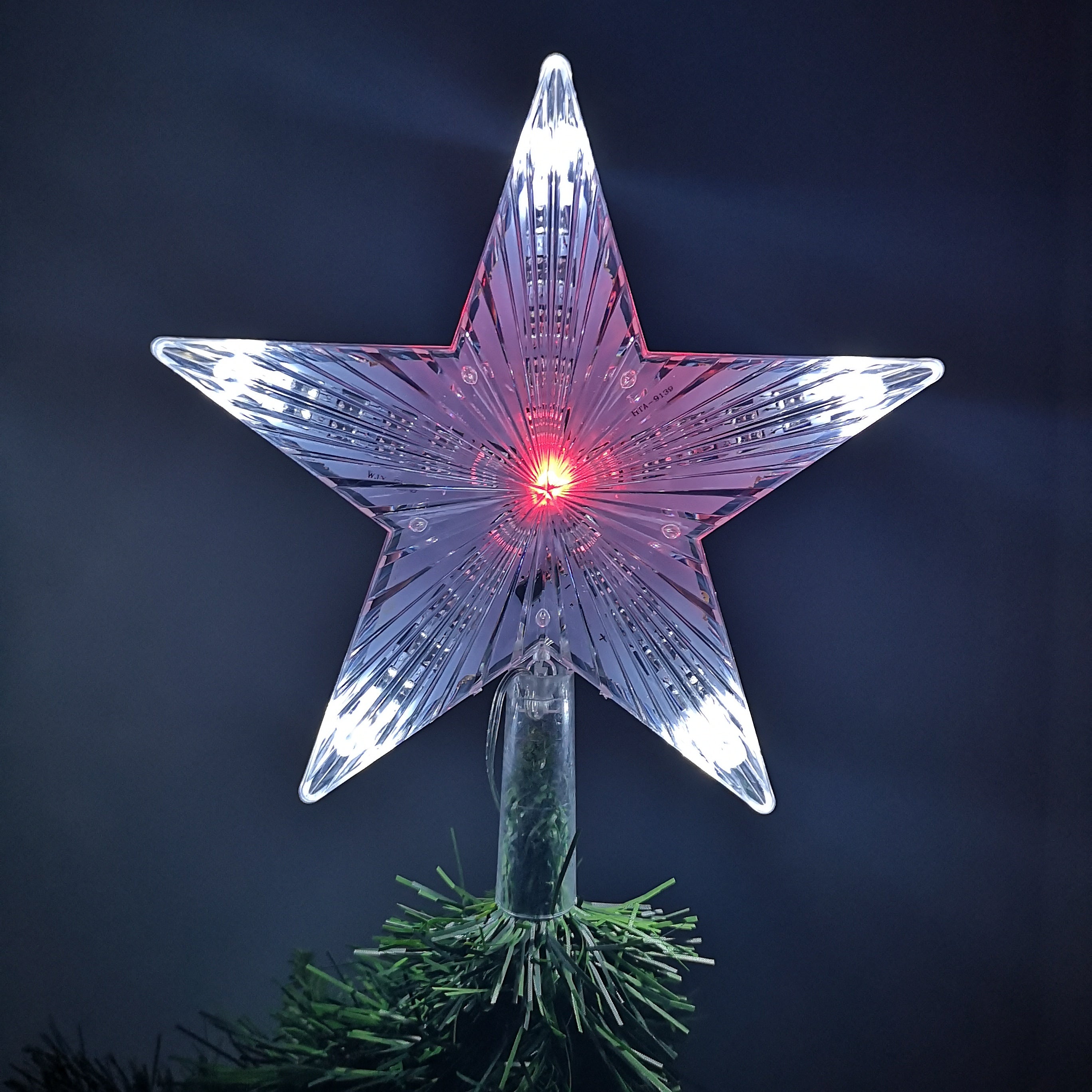 24cm Multi Effect Indoor Outdoor LED Star Christmas Tree Topper in Multicoloured  