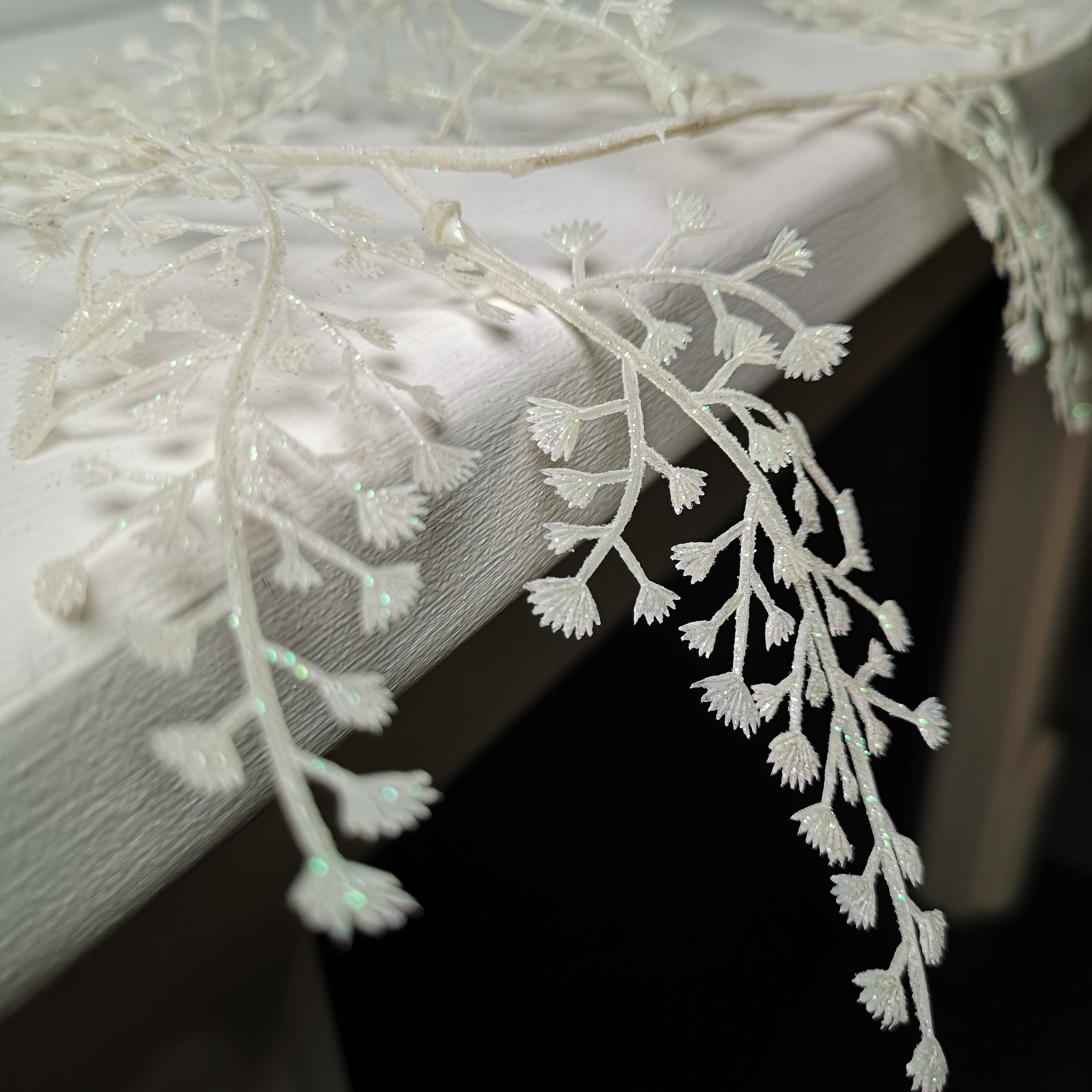 Image of 1.8m White Maidenhair Fern Glitter Garland Christmas Decoration