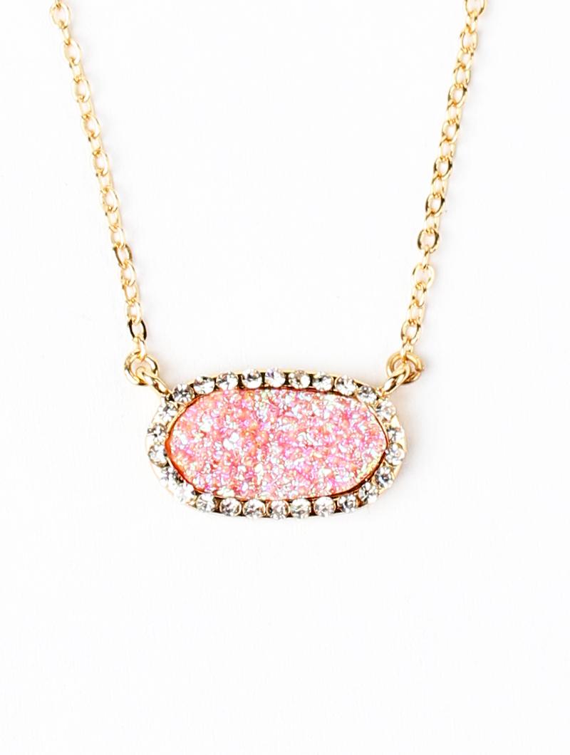 light pink crystal necklace