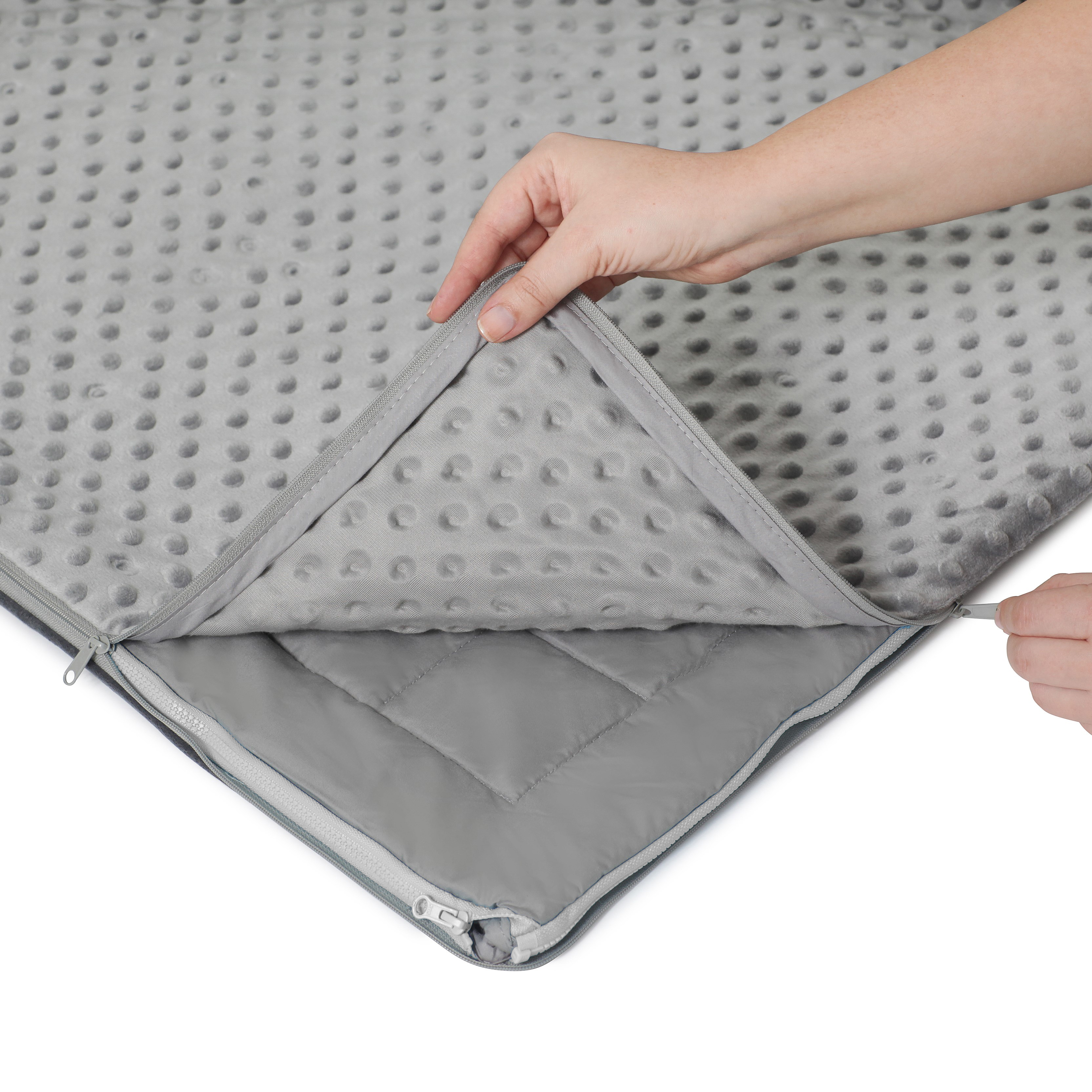 15 lb Weighted Blanket | Silky MicroPeach Fabric | 60”x80” | Queen Size | London Grey | Exclusive Stay-Put Zipper System