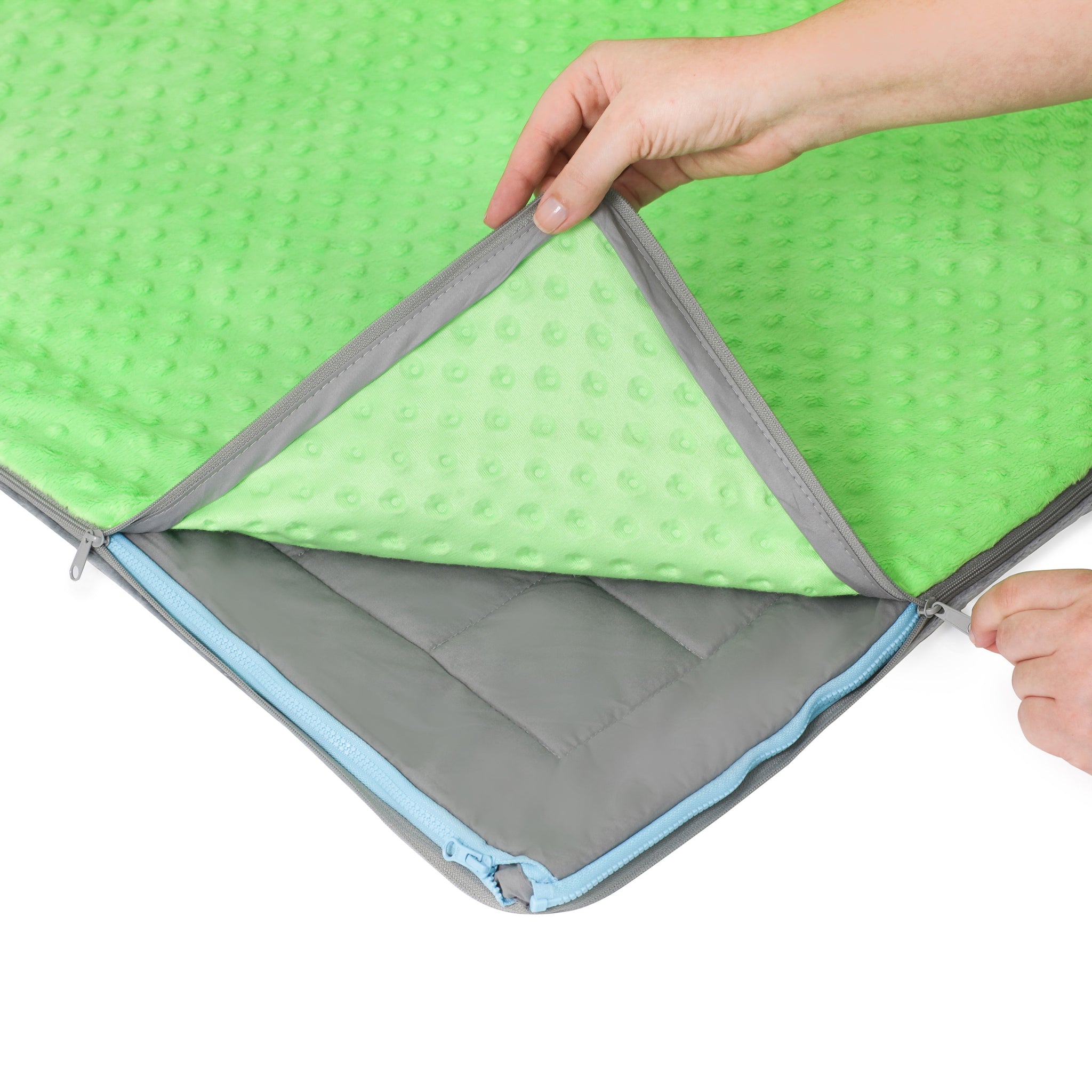 10 lb Weighted Blanket in Lime Green with Patented Zipper System