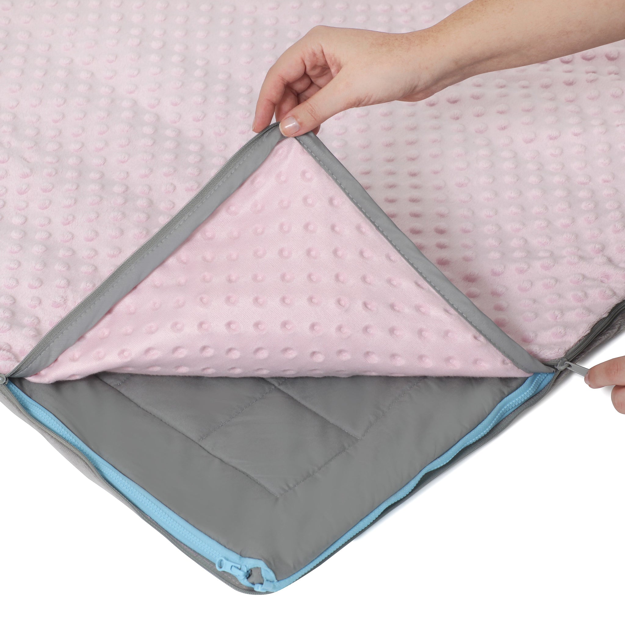 10 lb Weighted Blanket in Light Pink with Patented Zipper System