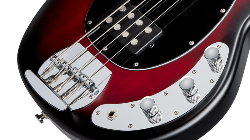 RAY4-RRBS Bass Guitar Ruby Red pickups and knobs