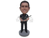 Custom Bobblehead Male Police Dude In His Uniform With A Baton In His Hand - Careers & Professionals Arm Forces Personalized Bobblehead & Cake Topper