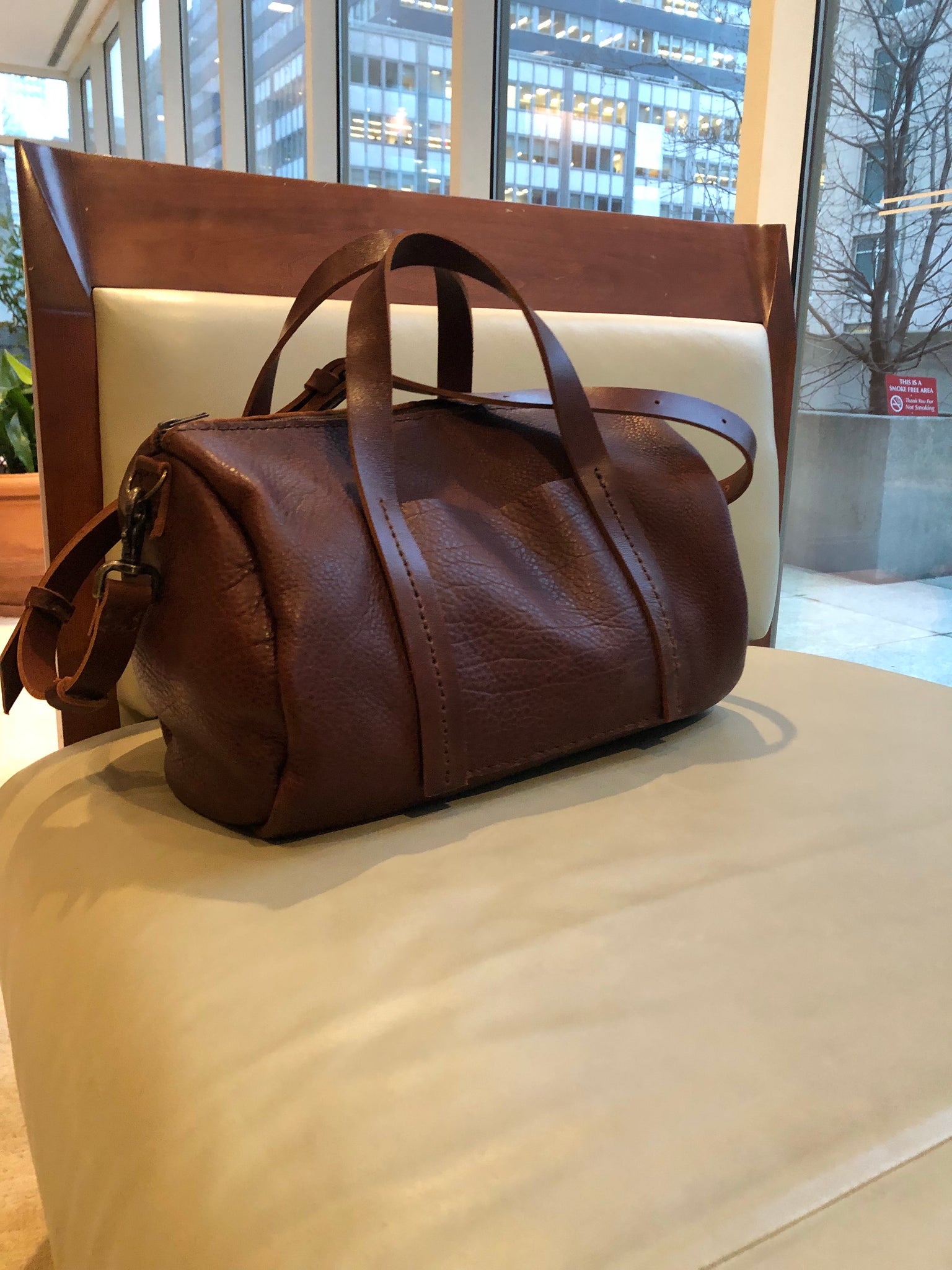 handmade leather travel bag