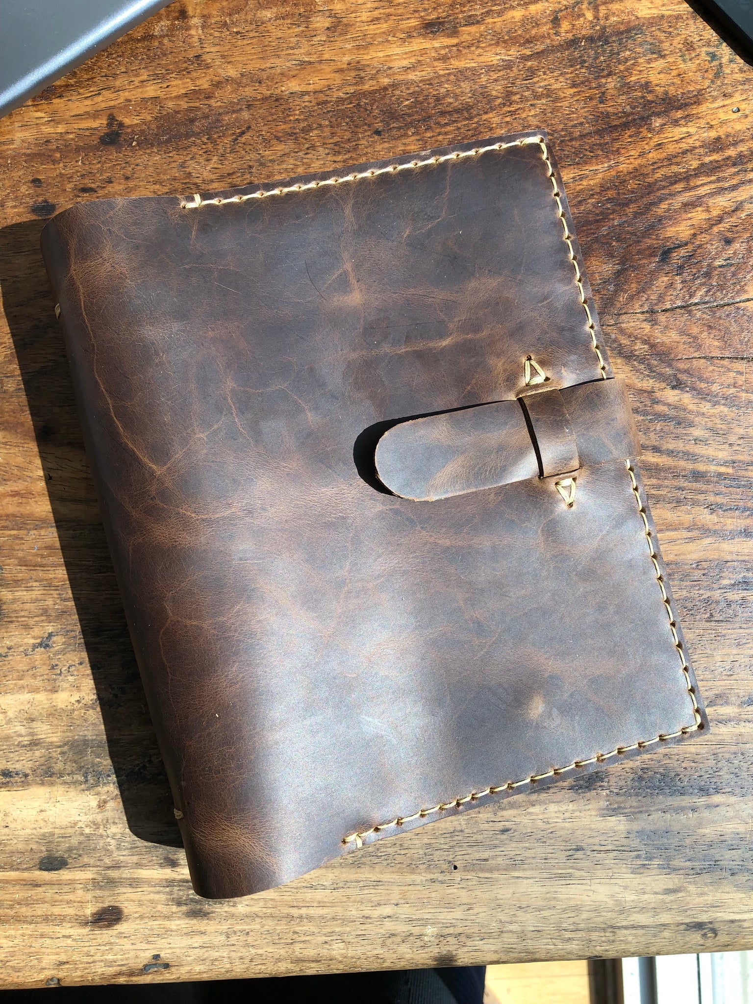Mini ring binder, Small 3 ring notebook, 3 pocket leather binder, Cust ...