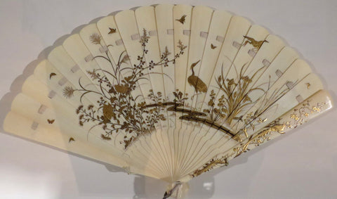 Japanese fan, c. 1835-45, made in ivory, courtesy of WikiMedia Commons