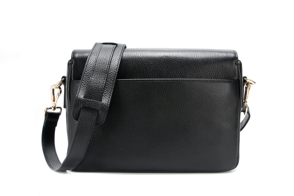 Mia Pebbled Leather Messenger Bag, Camera Purse in Black – Meliae Bag