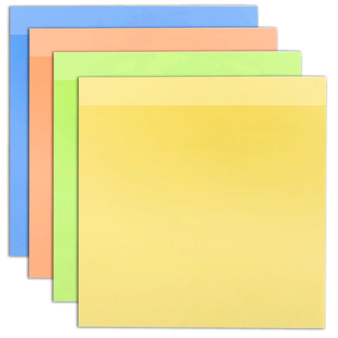 Bulk 100-pack of adhesive sticky notes, assorted colors