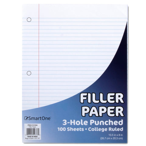 Bulk 50-pack of college ruled looseleaf binder filler paper