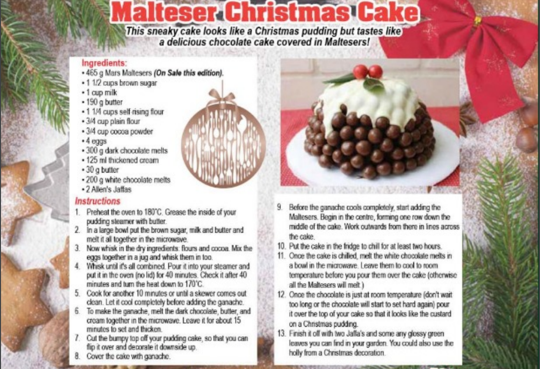 Malteser Christmas Cake Recipe