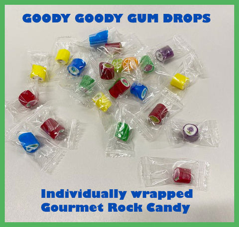 Individually wrapped gourmet rock candy.