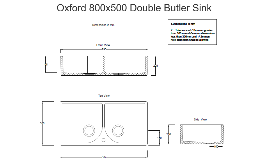Free Tap Offer Double Butler Sink 800mm Farmhouse Sinks