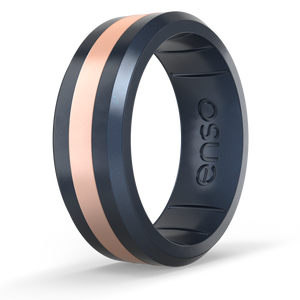 Image of Axis - Black Pearl + Rose Gold Ring - Metallic black, light pink with red and gold undertones.