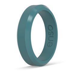 Bevel Thin Silicone Ring Teal