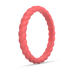 Braided Stackable Silicone Ring Coral