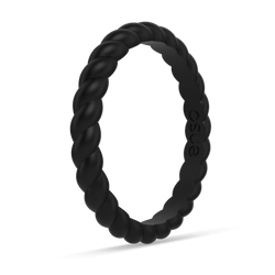 Braided Stackable Silicone Ring Obsidian