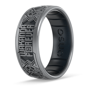 Image of Wakanda Forever Ring - Silver outer ring with black pearl inner ring.