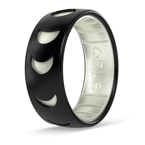 Image of Moon Phases Ring - Matte black outer ring with iridescent white inner ring.